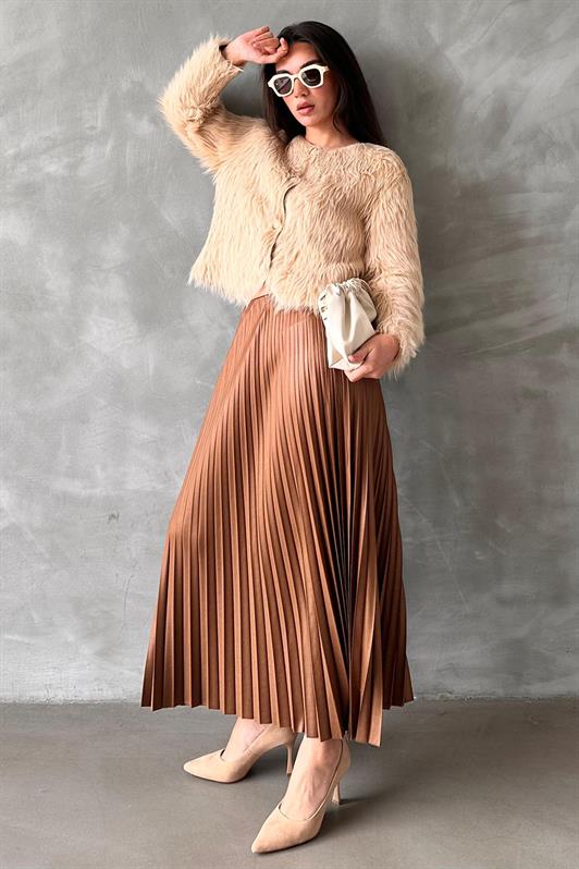 MDX Brown Pleated Women's Skirt MG2318 - Mount Pleasant