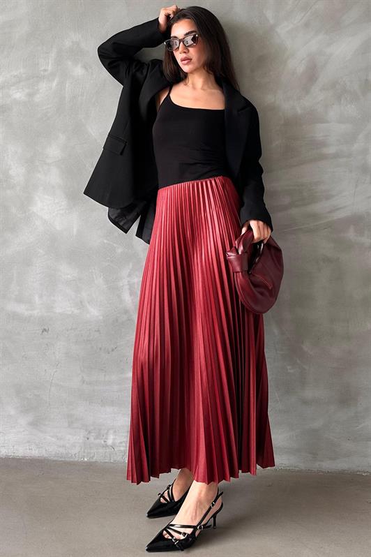 MDX Burgundy Pleated Women's Skirt MG2318 - Hayward