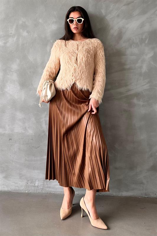 MDX Brown Pleated Women's Skirt MG2318 - Mount Pleasant