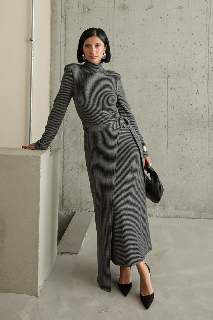 ELS Skirt Tied Dress - Gray - Klinë