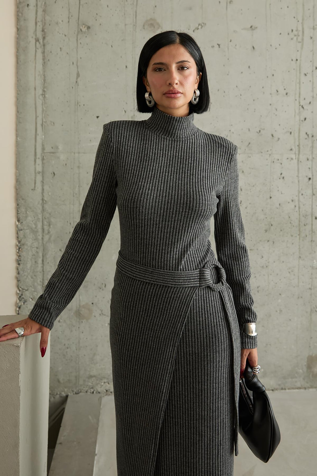 ELS Skirt Tied Dress - Gray - Klinë