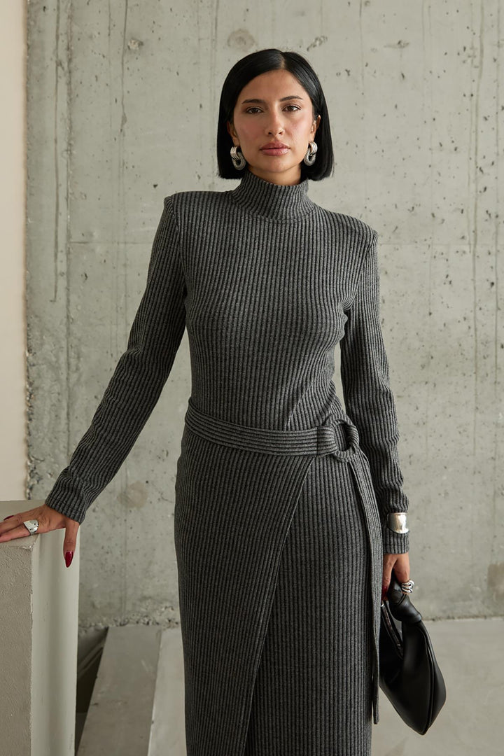 ELS Skirt Tied Dress - Gray - Klinë