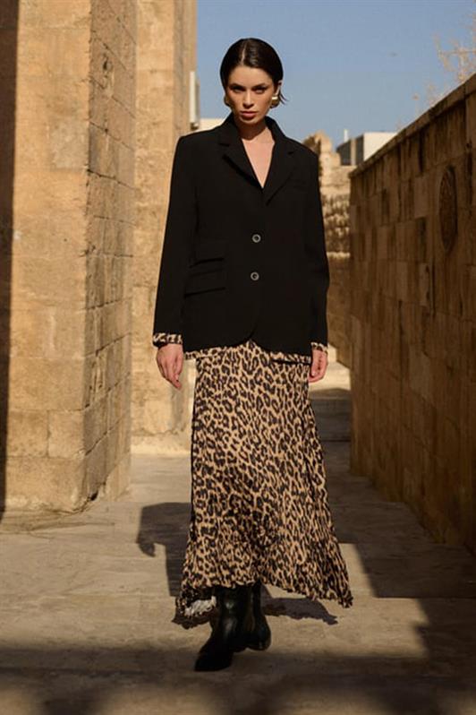 MDX Brown Leopard Print Women's Midi Skirt MG2264 - Steyr