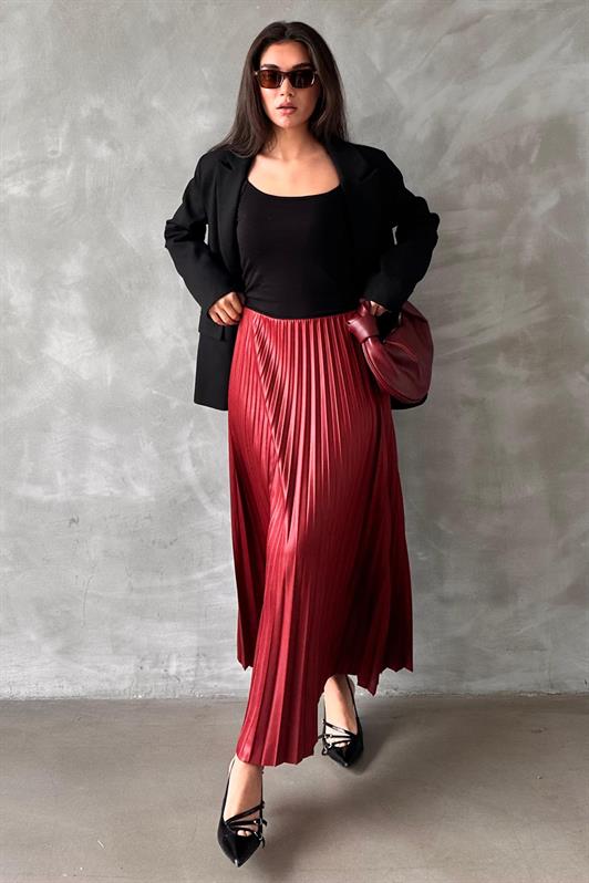 MDX Burgundy Pleated Women's Skirt MG2318 - Hayward