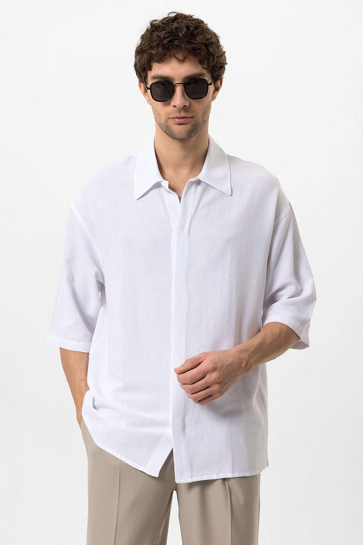 ANT Fakir Sleeve Hidden Button Closure Oversize Men's Shirt - Nogales