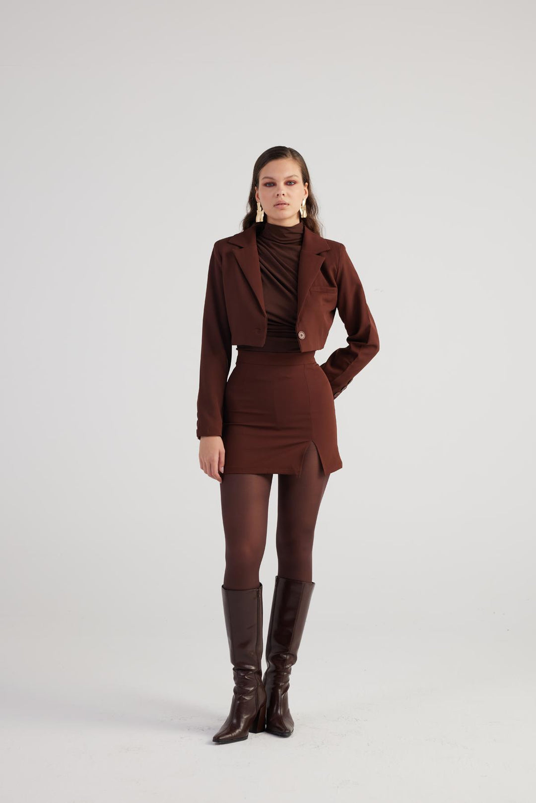 HLLY Women Pleated Skirt Brown - Franklin