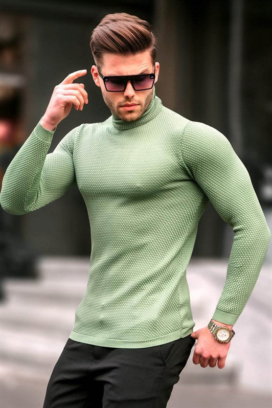 MDX Mint Green Fisherman Collar Men's Sweater 6306 - Wallsend