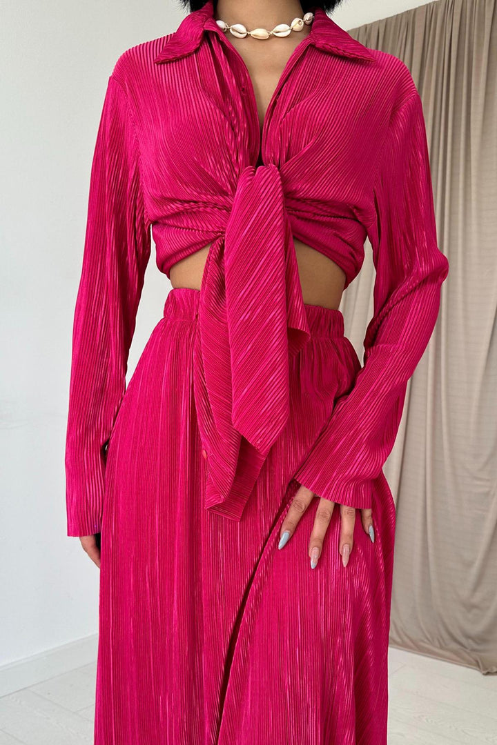ELS Ribbed Shirt and Long Skirt Set - Fuchsia - Port Macquarie