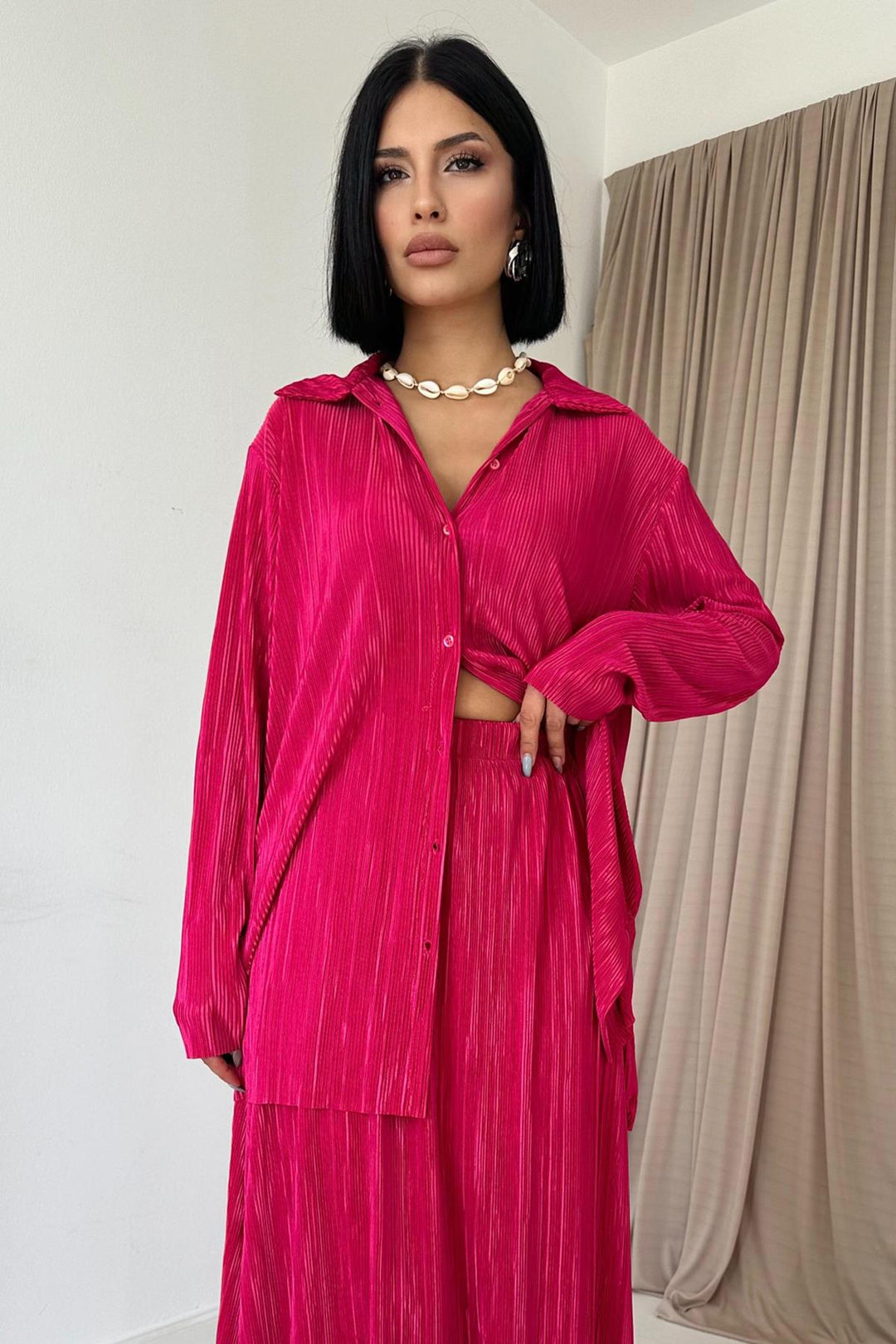 ELS Ribbed Shirt and Long Skirt Set - Fuchsia - Port Macquarie