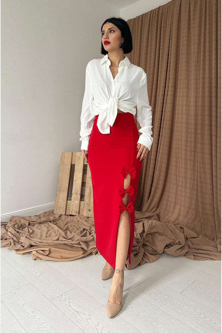 ELS Bow Detail Skirt - Red - Bowling Green
