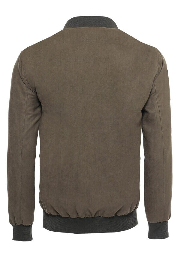 WSS Flap Pockets Suede Khaki Men Bomber Coat  - Stamford