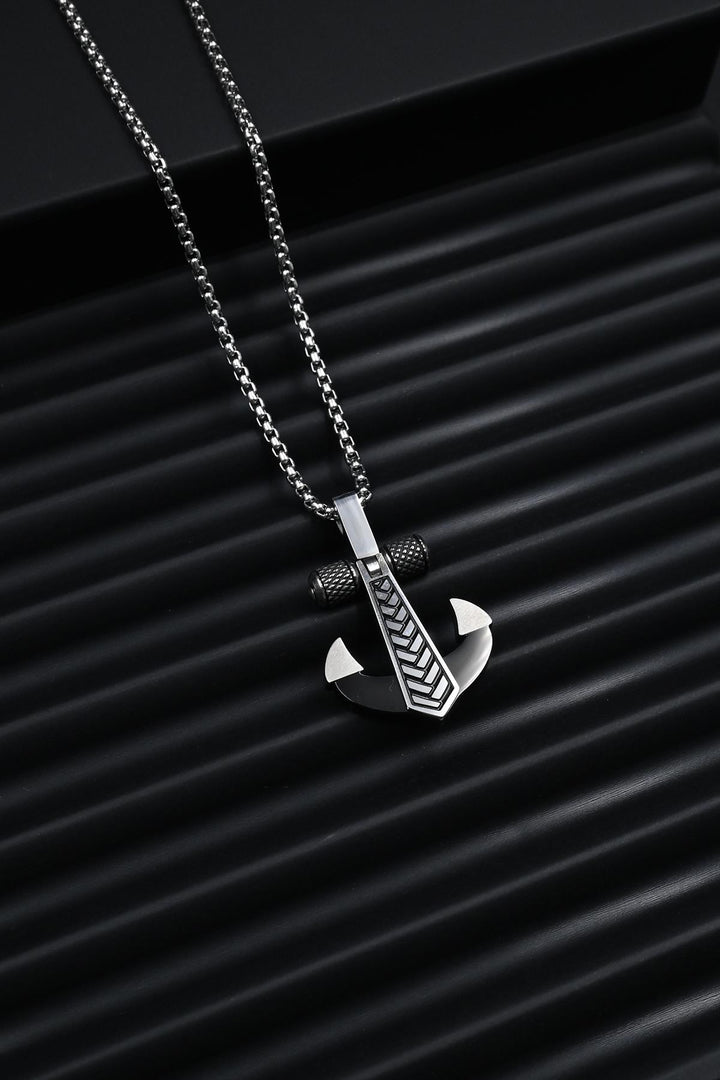 NVM FRNCH 316L Stainless Steel Anchor Figured Italian Model Silver Color Men's Necklace FRJ30777-877-AB2 - Eboli