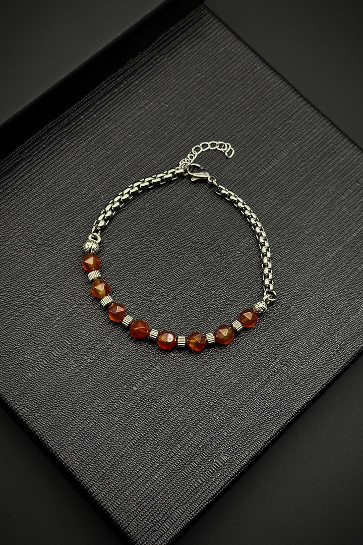 NVM FRNCH 316L Stainless Steel Italian Model Agate Natural Stone Brown Men's Bracelet FRJ12259-3259-K2 - Tracy