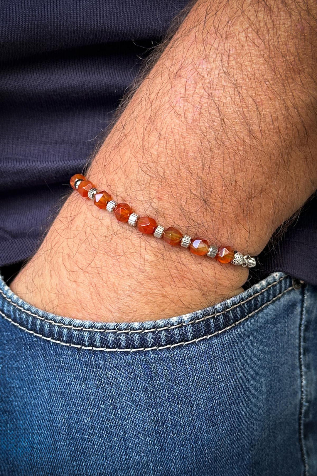 NVM FRNCH 316L Stainless Steel Italian Model Agate Natural Stone Brown Men's Bracelet FRJ12259-3259-K2 - Tracy