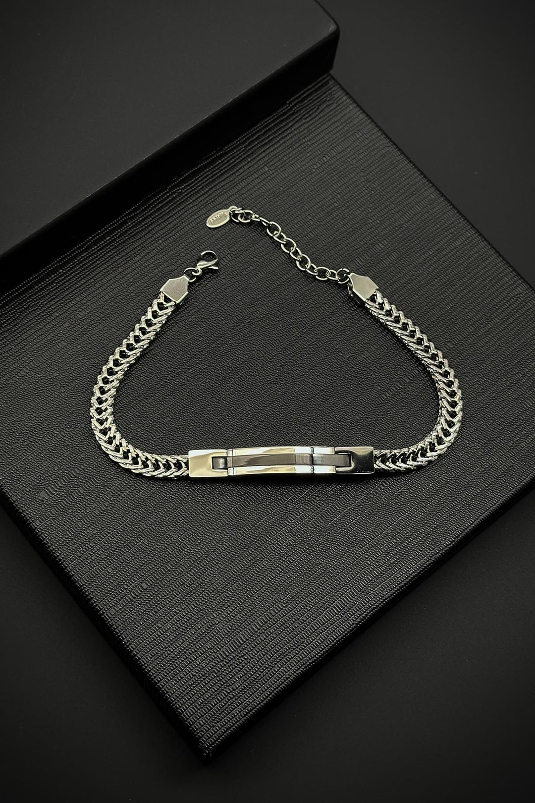 NVM FRNCH 316L Stainless Steel Italian Style Silver-Black Color Men's Bracelet FRJ12127-3127-AB2 - Apex