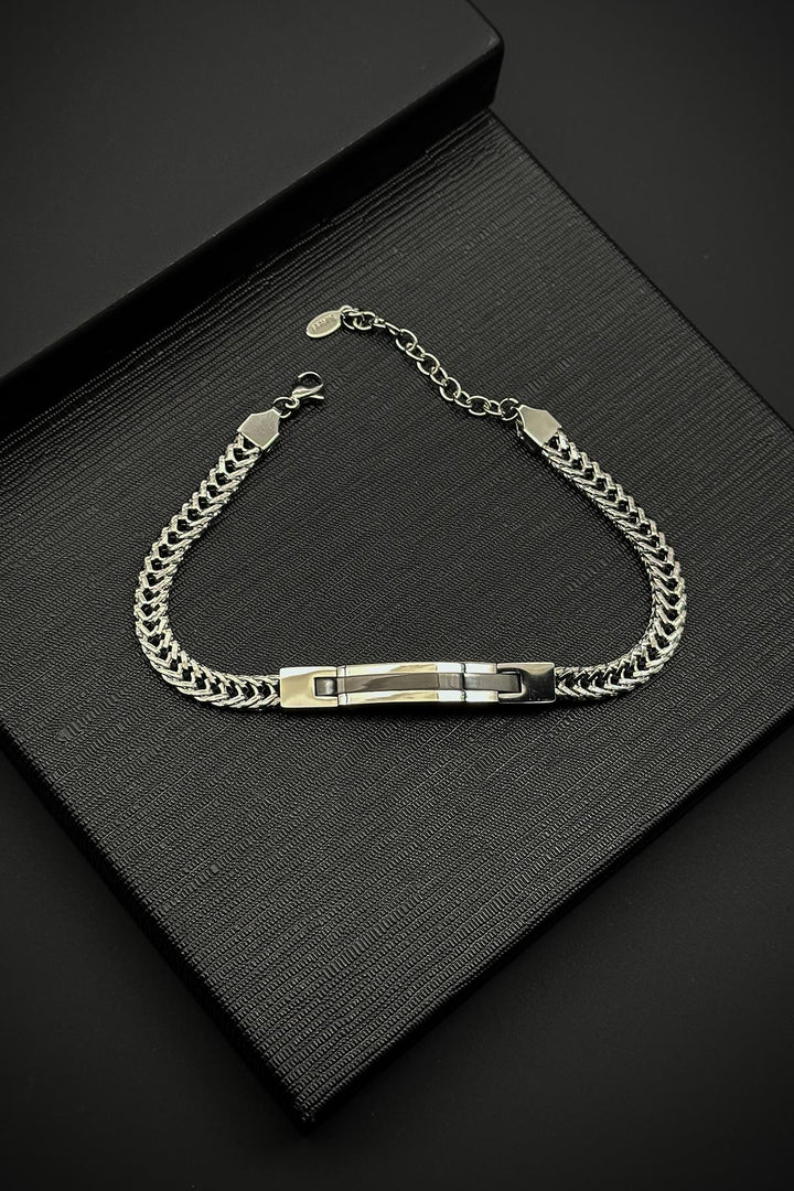 NVM FRNCH 316L Stainless Steel Italian Style Silver-Black Color Men's Bracelet FRJ12127-3127-AB2 - Apex