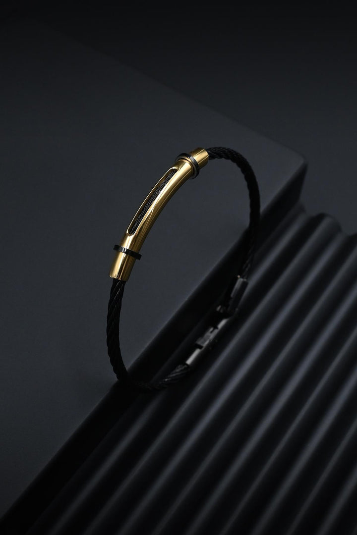 NVM FRNCH 316L Steel Italian Model Black-Gold Color Men's Bracelet FRJ12262-3262-B2G - Dubno