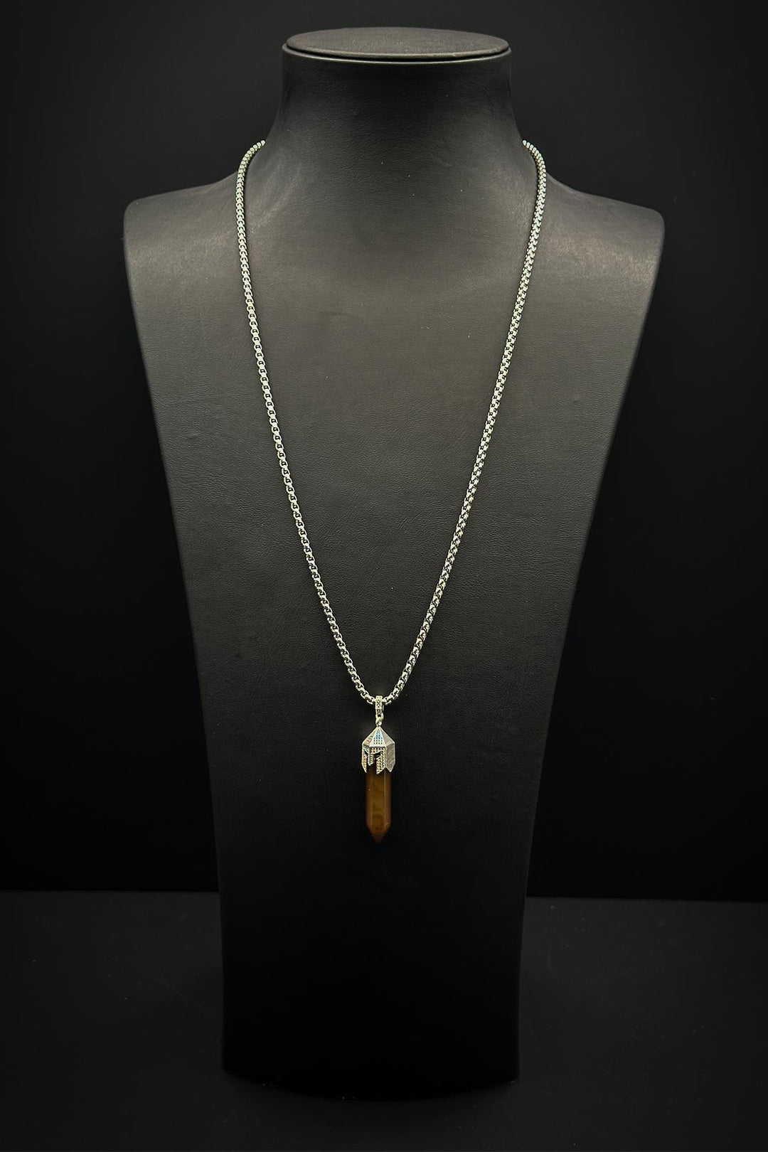 NVM FRNCH 316L Steel Spartan Model Agate Natural Stone Brown Men's Necklace FRJ30713-813-K2 - Beauvais