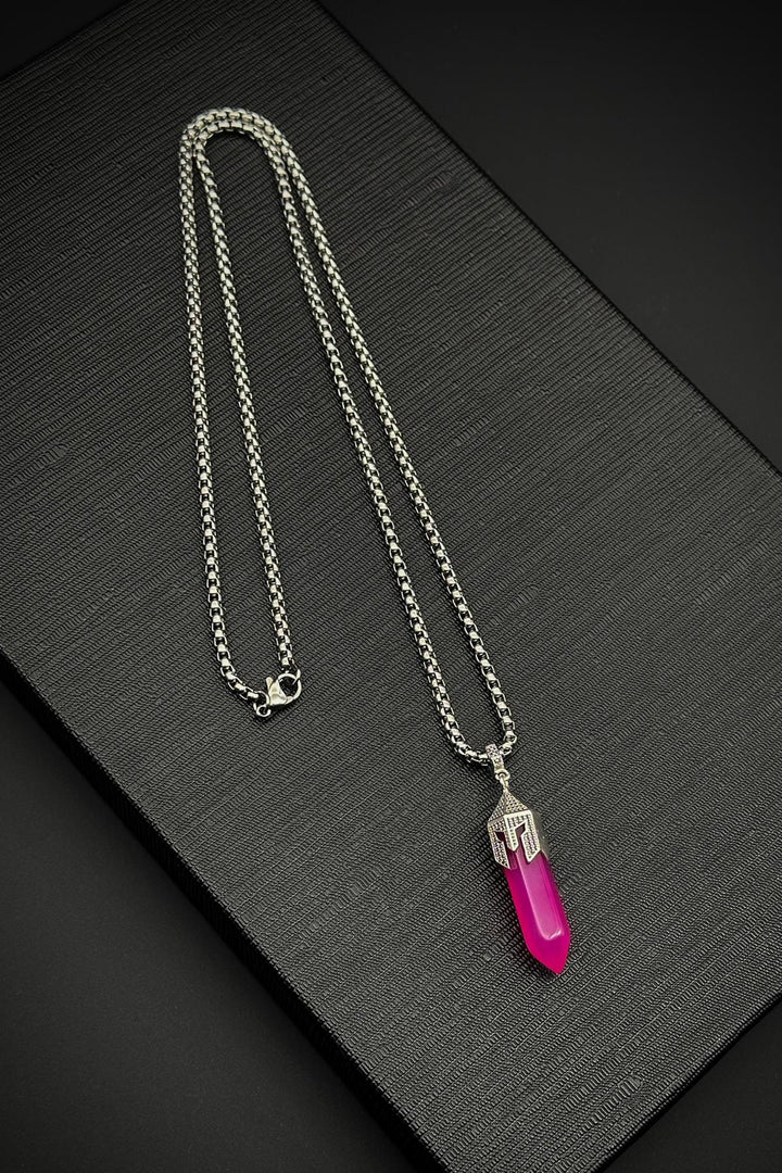 NVM FRNCH 316L Steel Spartan Model Agate Natural Stone Pink Color Men's Necklace FRJ30713-813-P - Zoetermeer