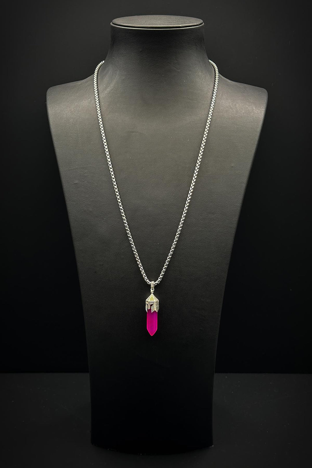 NVM FRNCH 316L Steel Spartan Model Agate Natural Stone Pink Color Men's Necklace FRJ30713-813-P - Zoetermeer