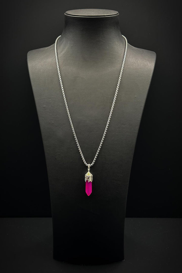 NVM FRNCH 316L Steel Spartan Model Agate Natural Stone Pink Color Men's Necklace FRJ30713-813-P - Zoetermeer