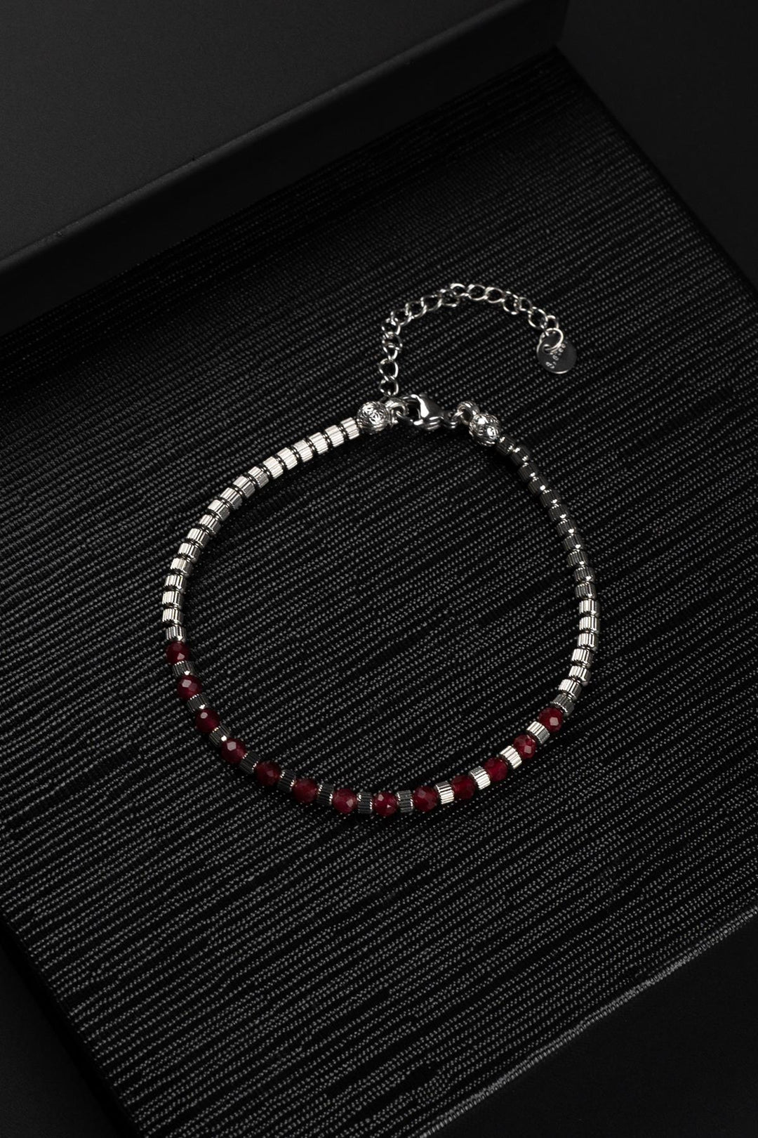 NVM FRNCH 316L Steel and 3 MM Agate Natural Stone Brown Color Men's Bracelet FRJ12394-3394-K - Peine