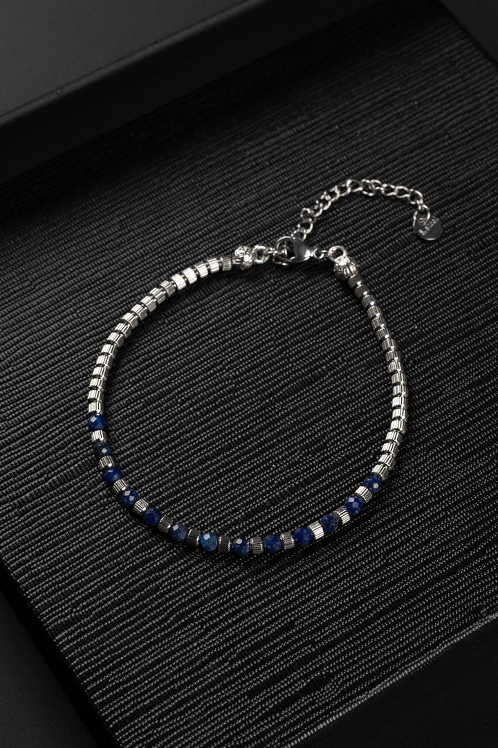 NVM FRNCH 316L Steel and 3 MM Lapis Lazuli Natural Stone Blue Color Men's Bracelet FRJ12394-3394-L - Weinheim