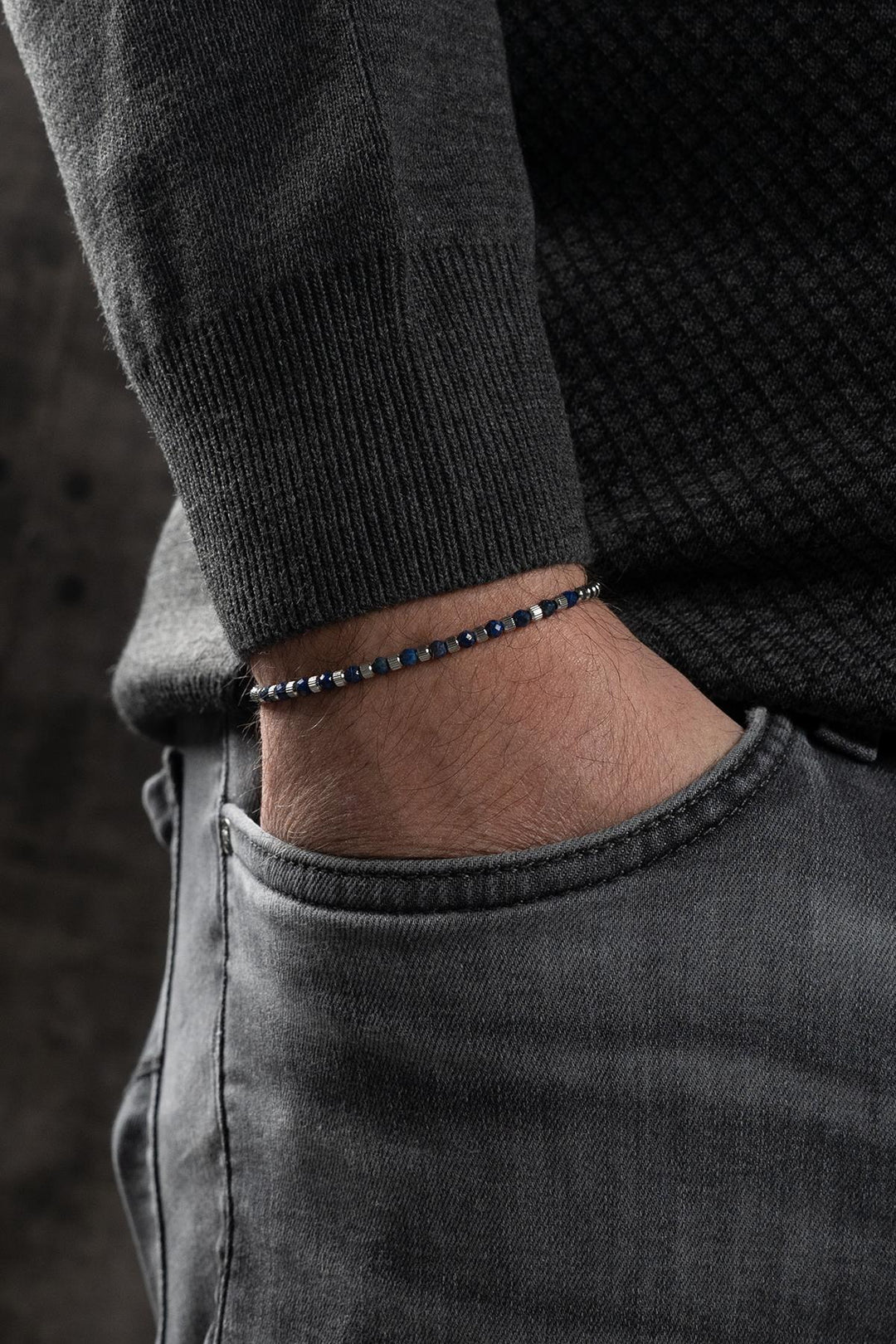 NVM FRNCH 316L Steel and 3 MM Lapis Lazuli Natural Stone Blue Color Men's Bracelet FRJ12394-3394-L - Weinheim