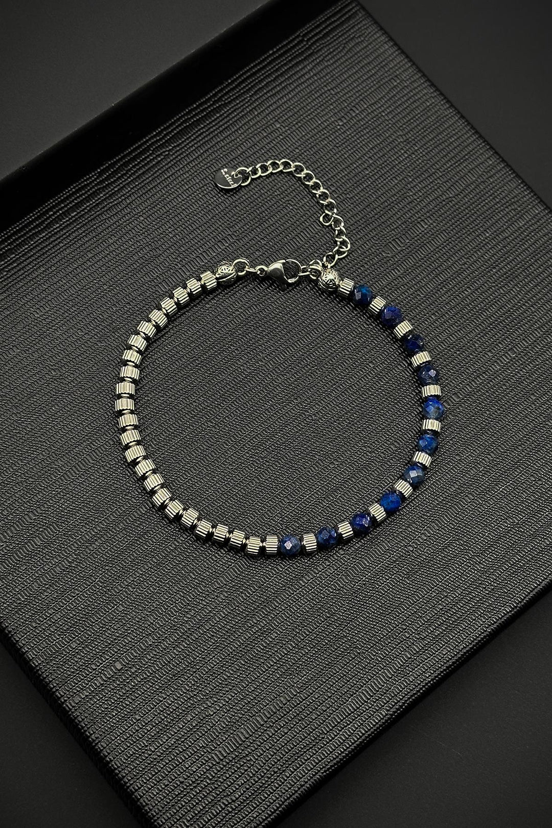NVM FRNCH 316L Steel and Lapis Lazuli Natural Stone Navy Blue Color Men's Bracelet FRJ12360-3360-L - Falkirk