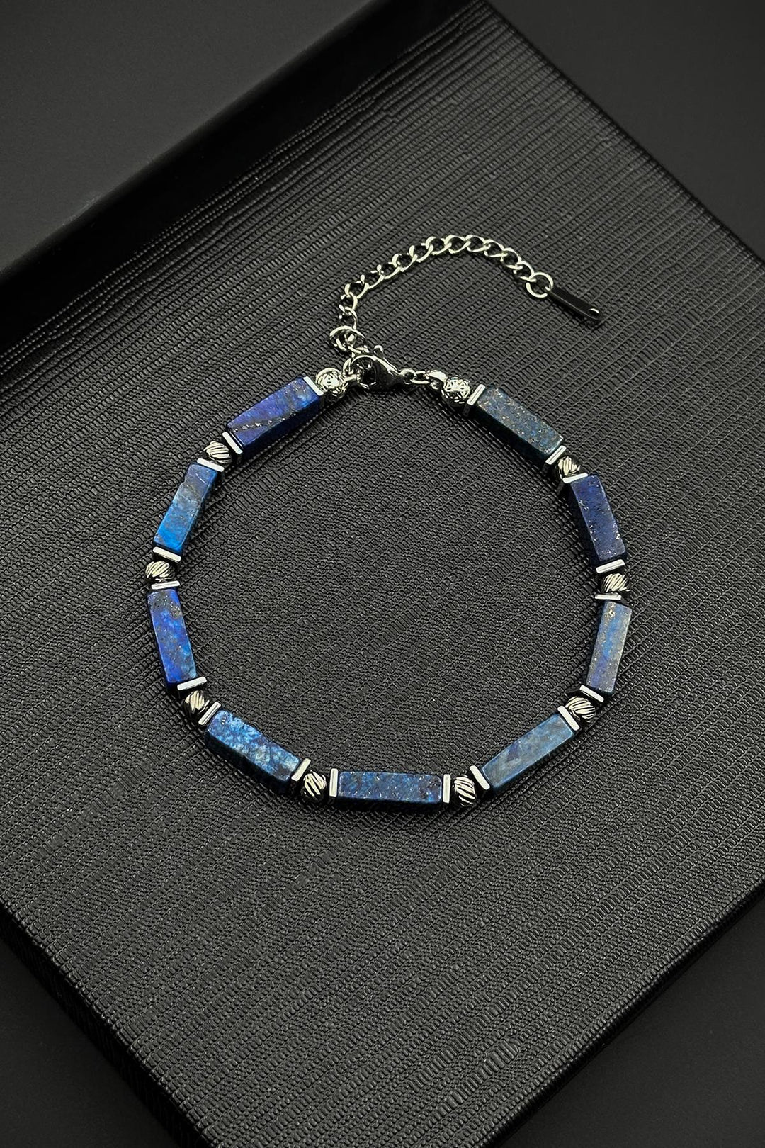 NVM FRNCH 316L Steel and Lapis Lazuli Natural Stone Navy Blue Color Men's Bracelet FRJ12411-3411-L - La Mesa