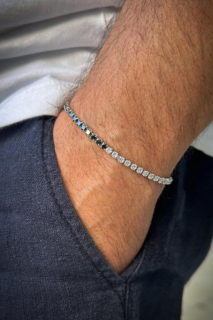 NVM FRNCH 3MM Zircon Stone Black-White Color Tennis Men's Bracelet FRJ12204-3204-SB - Barnsley