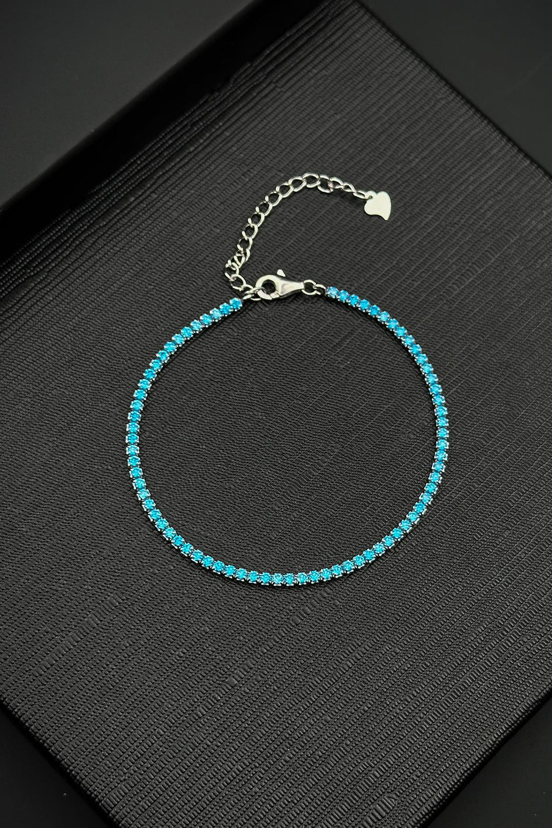 NVM FRNCH 925 Sterling Silver 2MM Aqua Marine Stone Turquoise Color Tennis Men's Bracelet FRJ11979-2079-M2 - Granby