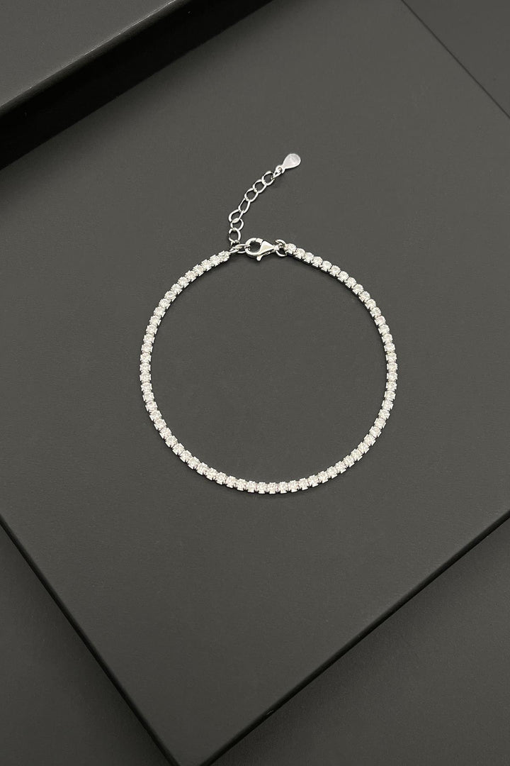 NVM FRNCH 925 Sterling Silver 2MM Zircon Stone White Color Tennis Men's Bracelet FRJ11979-2079-A - Clifton