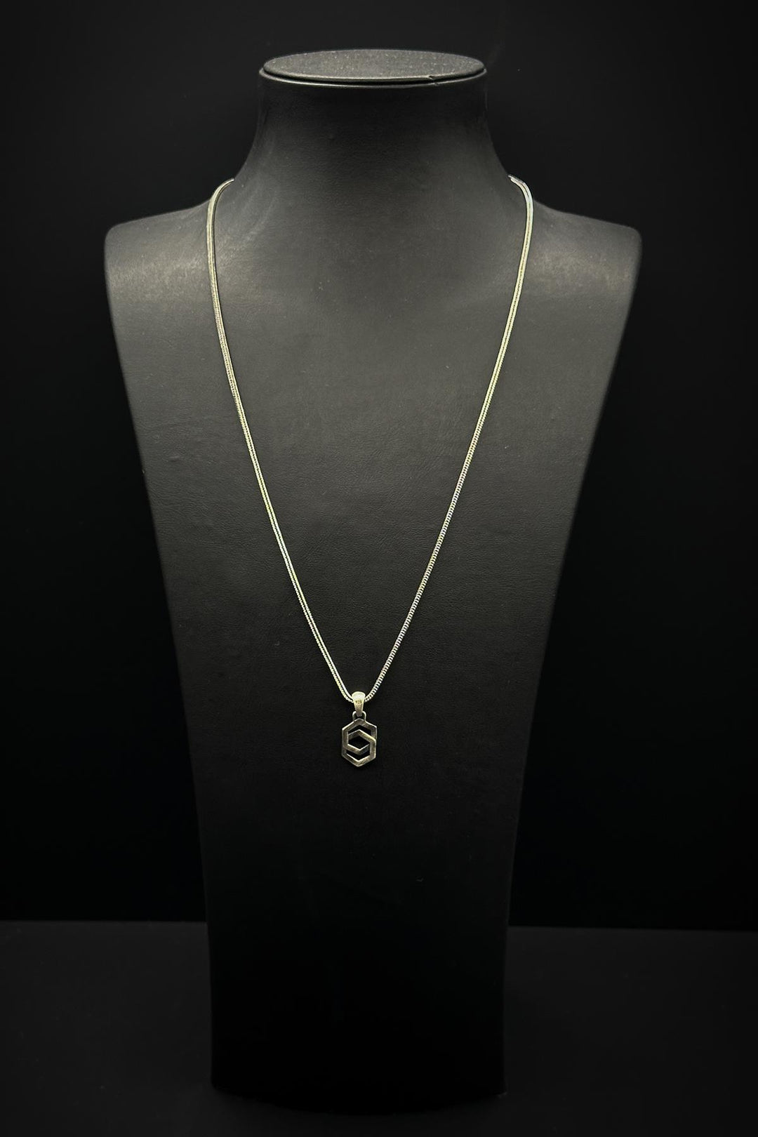 NVM FRNCH 925 Sterling Silver Hexagonal Figured Silver Color Men's Necklace FRJ30725-825-A2 - Clarington