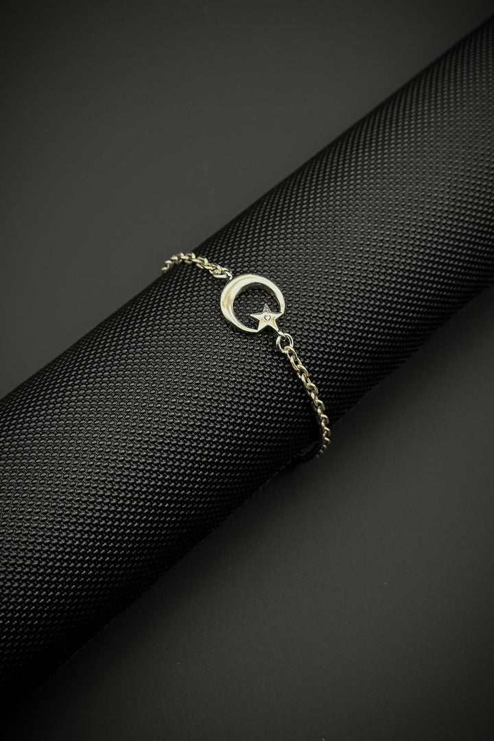 NVM FRNCH 925 Sterling Silver Moon-Star Figured Silver Color Men's Bracelet FRJ12094-3094-A - Rimini