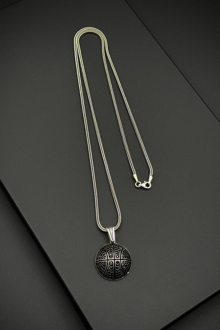 NVM FRNCH 925 Sterling Silver Basketball Ball Figured Silver Color Men's Necklace FRJ30691-791-B - Bruges