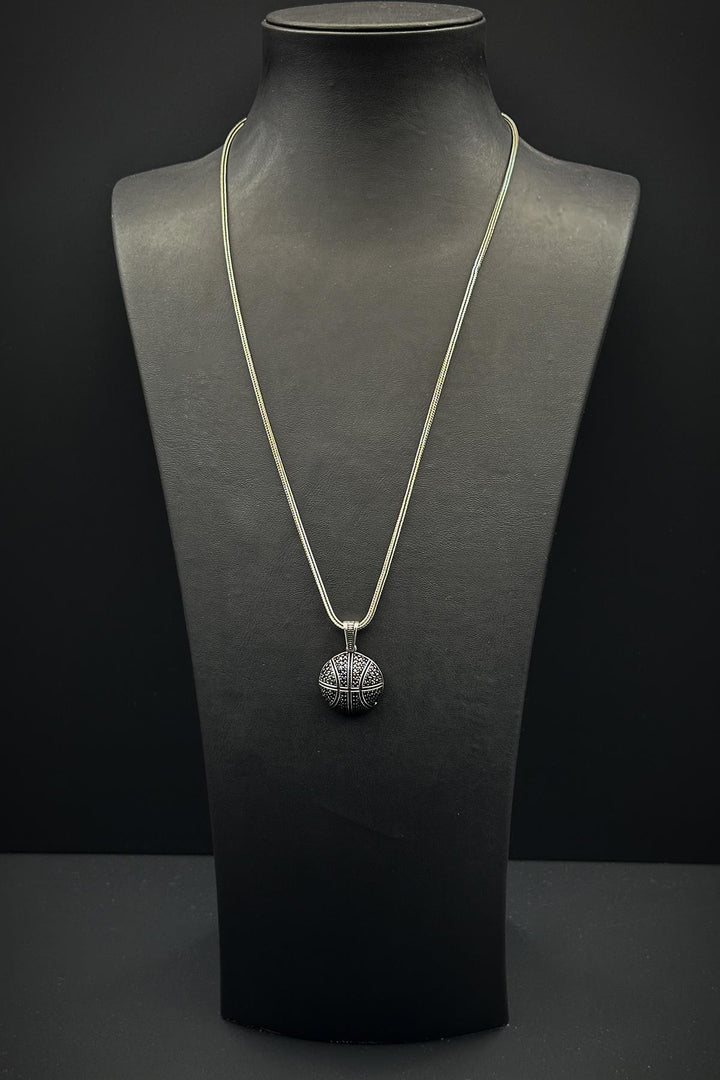 NVM FRNCH 925 Sterling Silver Basketball Ball Figured Silver Color Men's Necklace FRJ30691-791-B - Bruges
