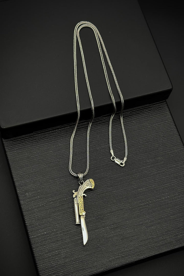 NVM FRNCH 925 Sterling Silver Knife Model Silver Color Men's Necklace FRJ30797-897-A - Pleasant Hill