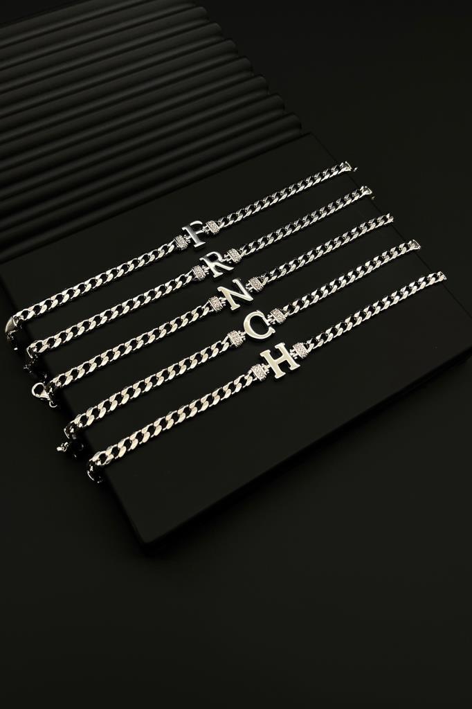 NVM FRNCH 925 Sterling Silver Lettered Men's Bracelet FRJ11958-2058-A - Richmond