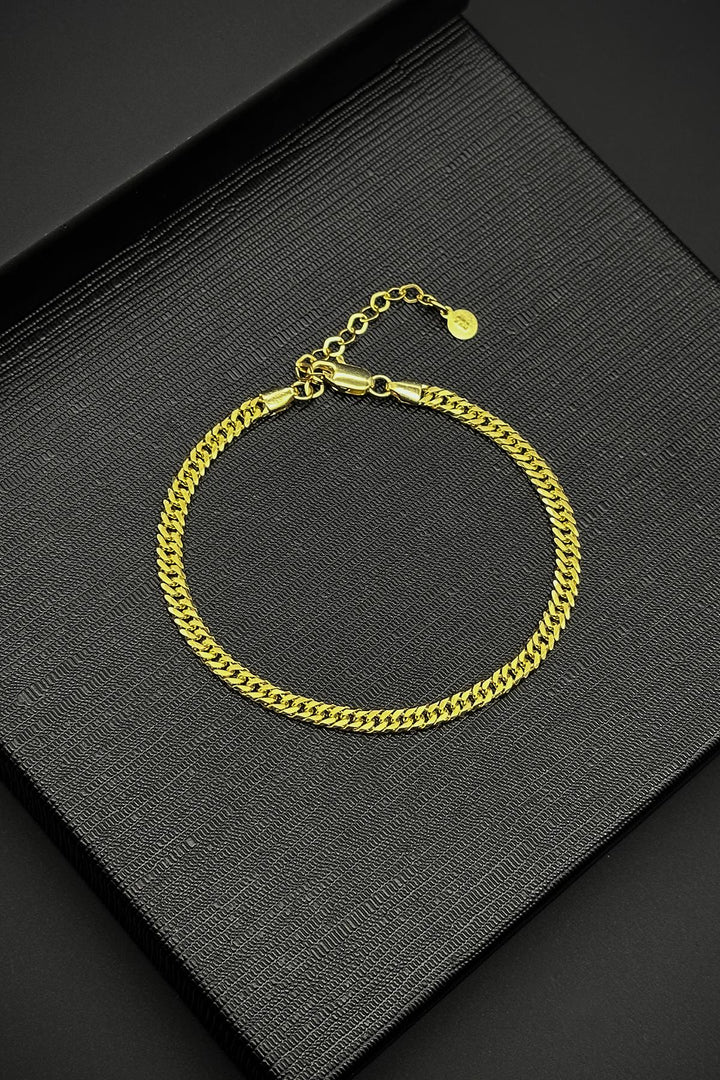 NVM FRNCH 925 Sterling Silver Italian Model Gold Color Men's Bracelet FRJ12345-3345-G - Linares