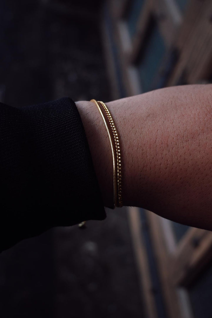 NVM FRNCH 925 Sterling Silver Italian Model Gold Color Men's Bracelet Set FRJ12352-3352-G - Montgomery