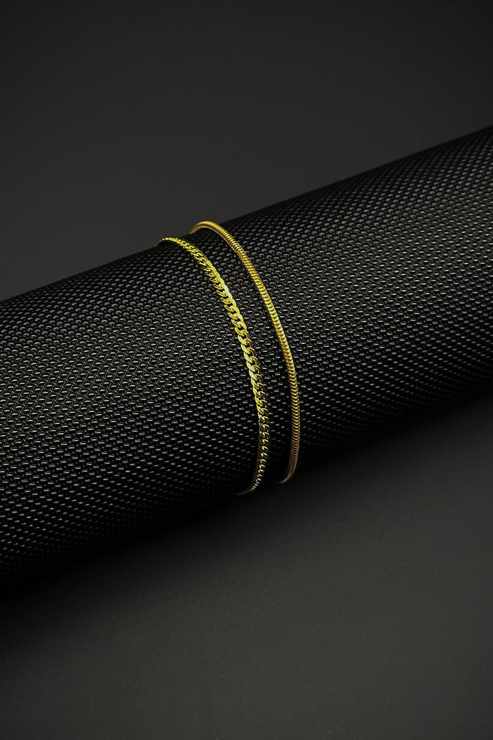 NVM FRNCH 925 Sterling Silver Italian Model Gold Color Men's Bracelet Set FRJ12352-3352-G - Montgomery