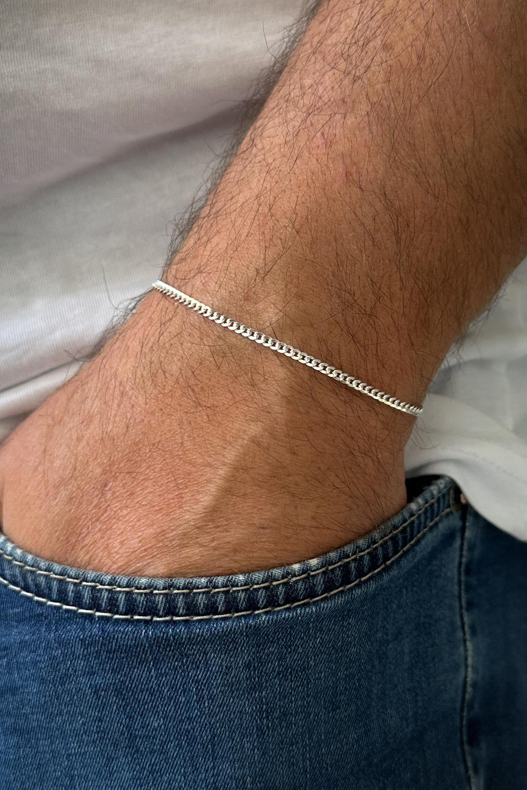 NVM FRNCH 925 Sterling Silver Italian Model Silver Color Men's Bracelet FRJ12213-3213-A - Halberstadt