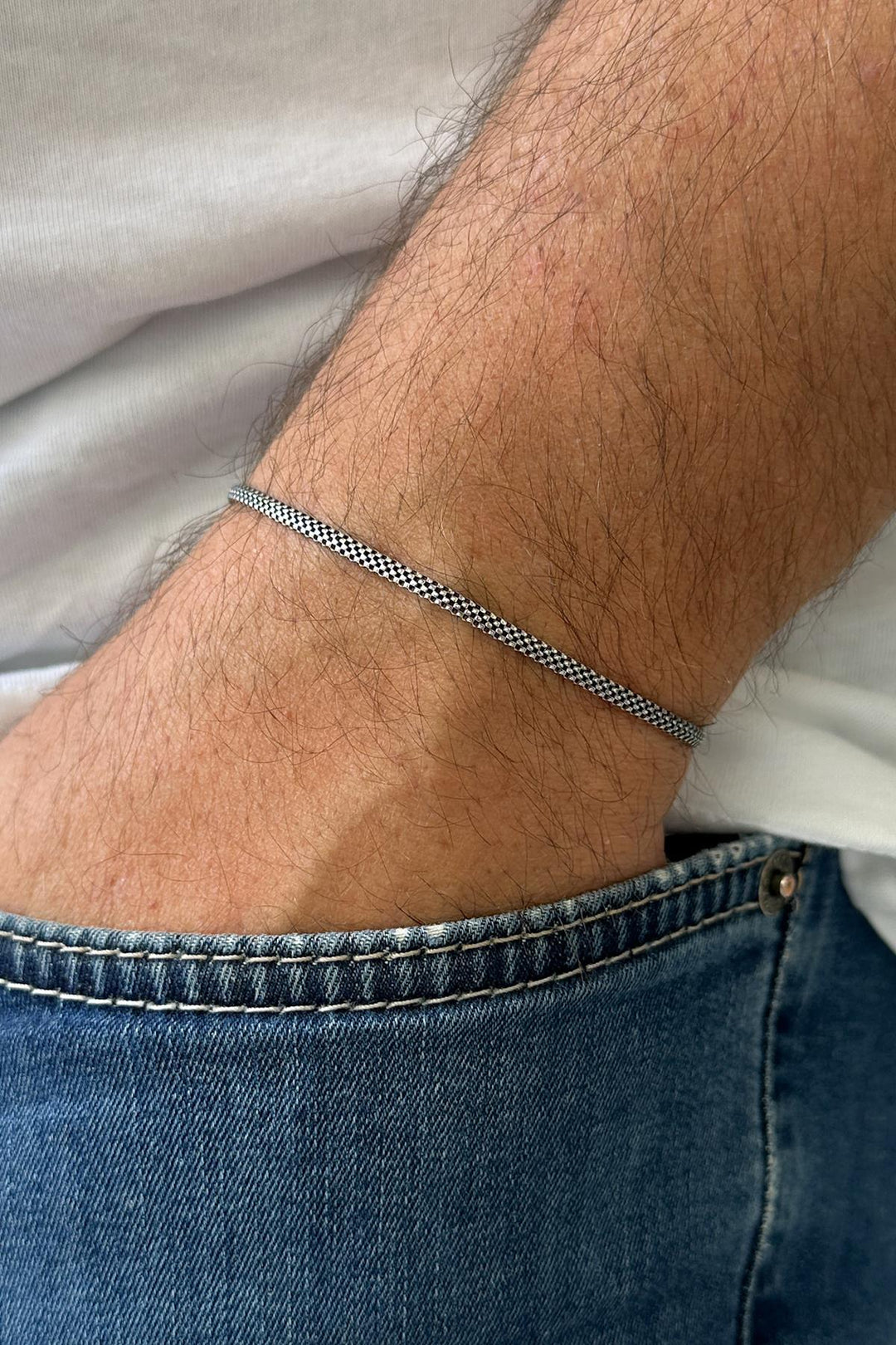 NVM FRNCH 925 Sterling Silver Italian Model Silver Color Men's Bracelet FRJ12216-3216-A - Hemel Hempstead