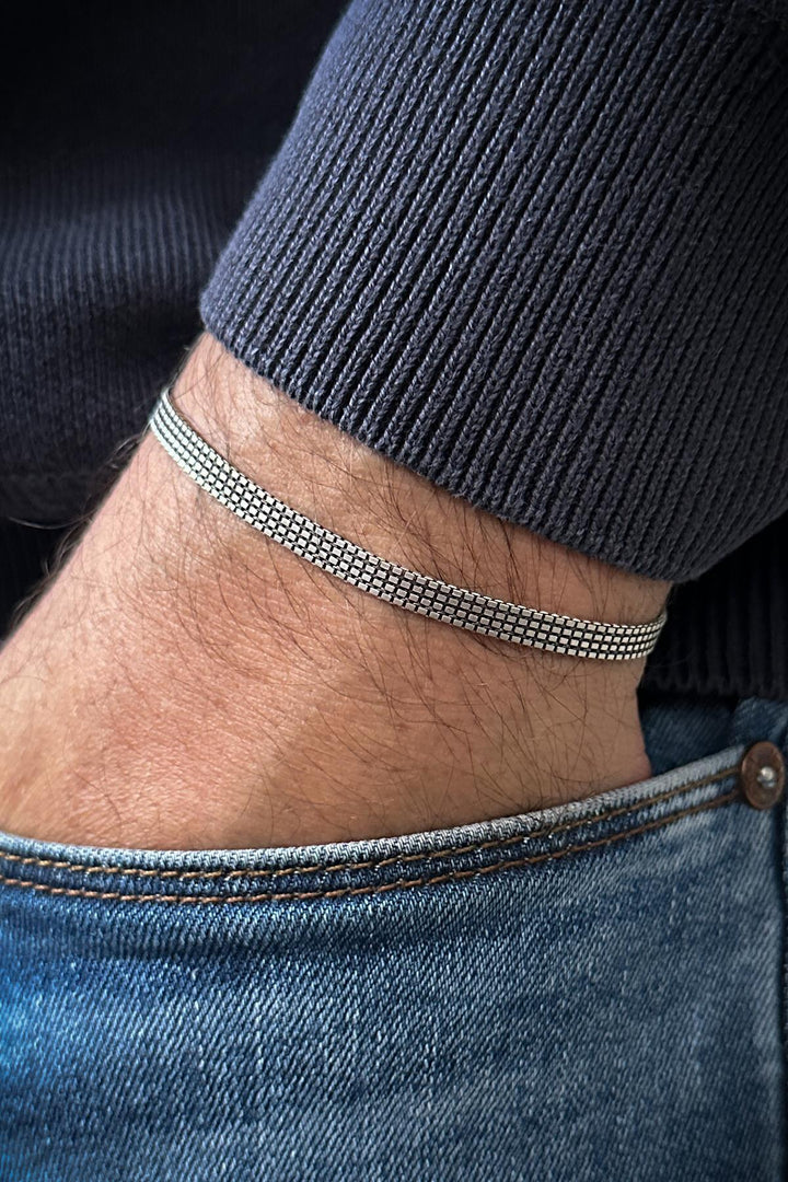 NVM FRNCH 925 Sterling Silver Italian Model Silver Color Men's Bracelet FRJ12355-3355-A - Huddersfield