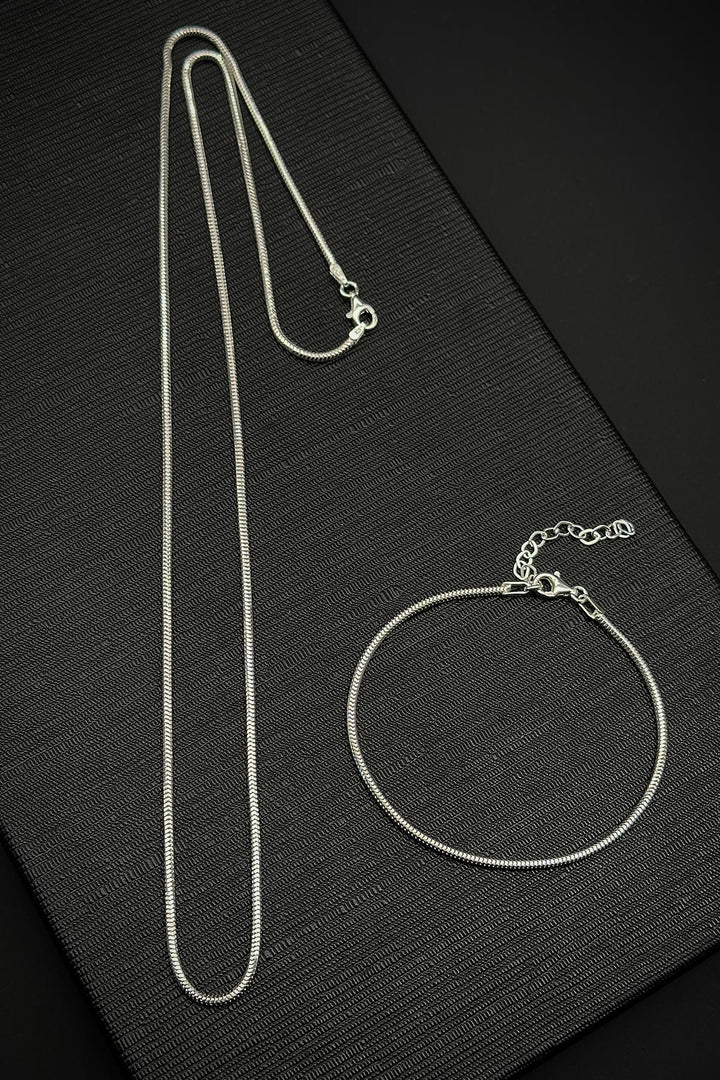 NVM FRNCH 925 Sterling Silver Italian Model Silver Color Men's Bracelet/Necklace Set FRJ12258-3258-A - Carrollton