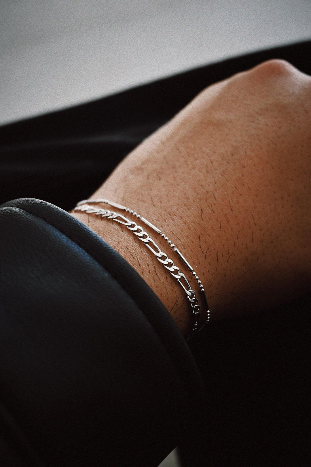 NVM FRNCH 925 Sterling Silver Italian Model Silver Color Men's Bracelet Set FRJ12354-3354-A - Round Lake Beach