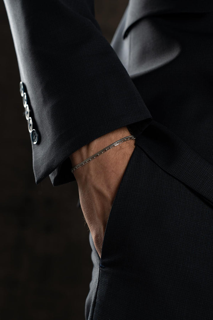 NVM FRNCH 925 Sterling Silver Italian Model Silver Color Men's Bracelet Set FRJ12396-3396-A - Vacaville