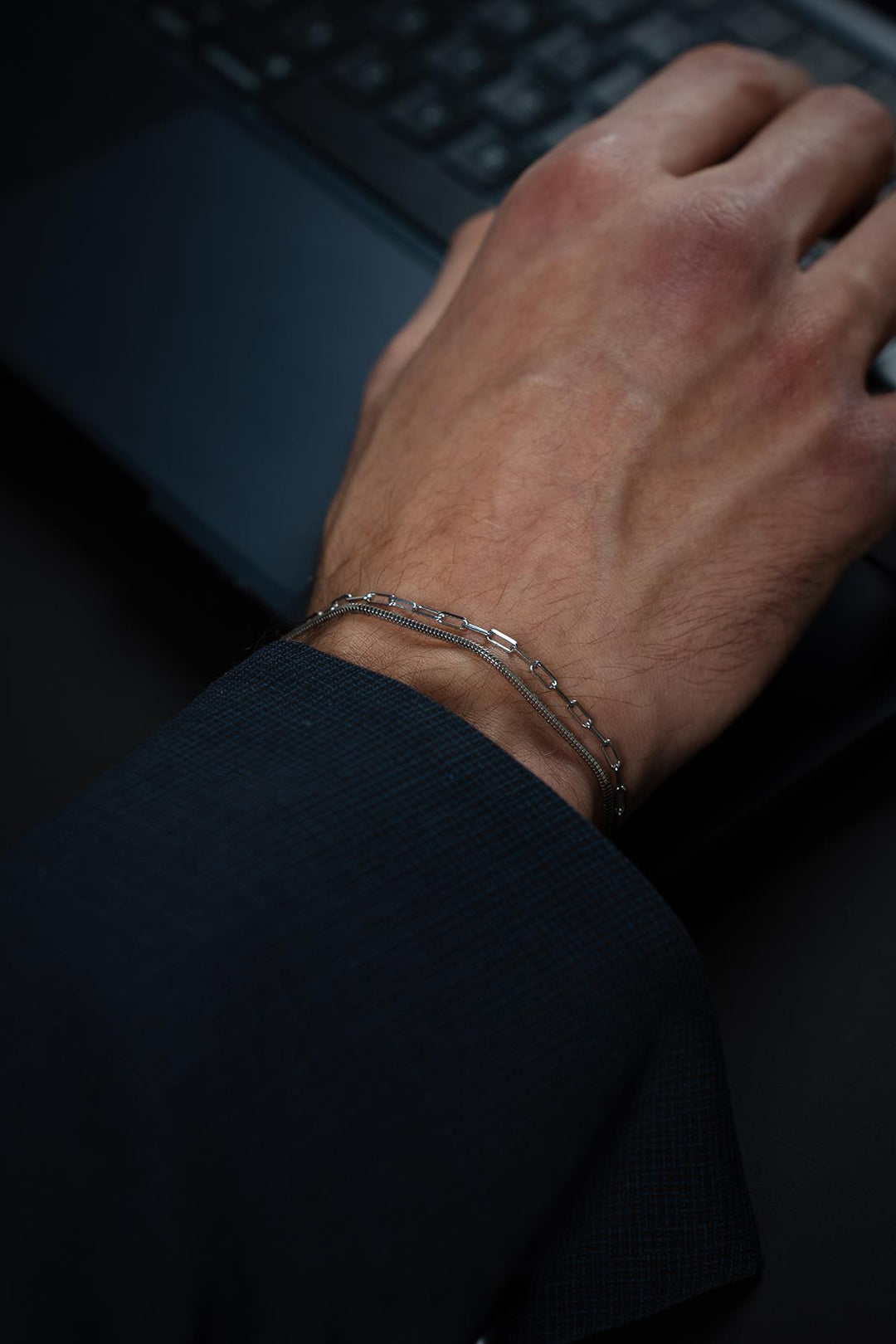 NVM FRNCH 925 Sterling Silver Italian Model Silver Color Men's Bracelet Set FRJ12396-3396-A - Vacaville