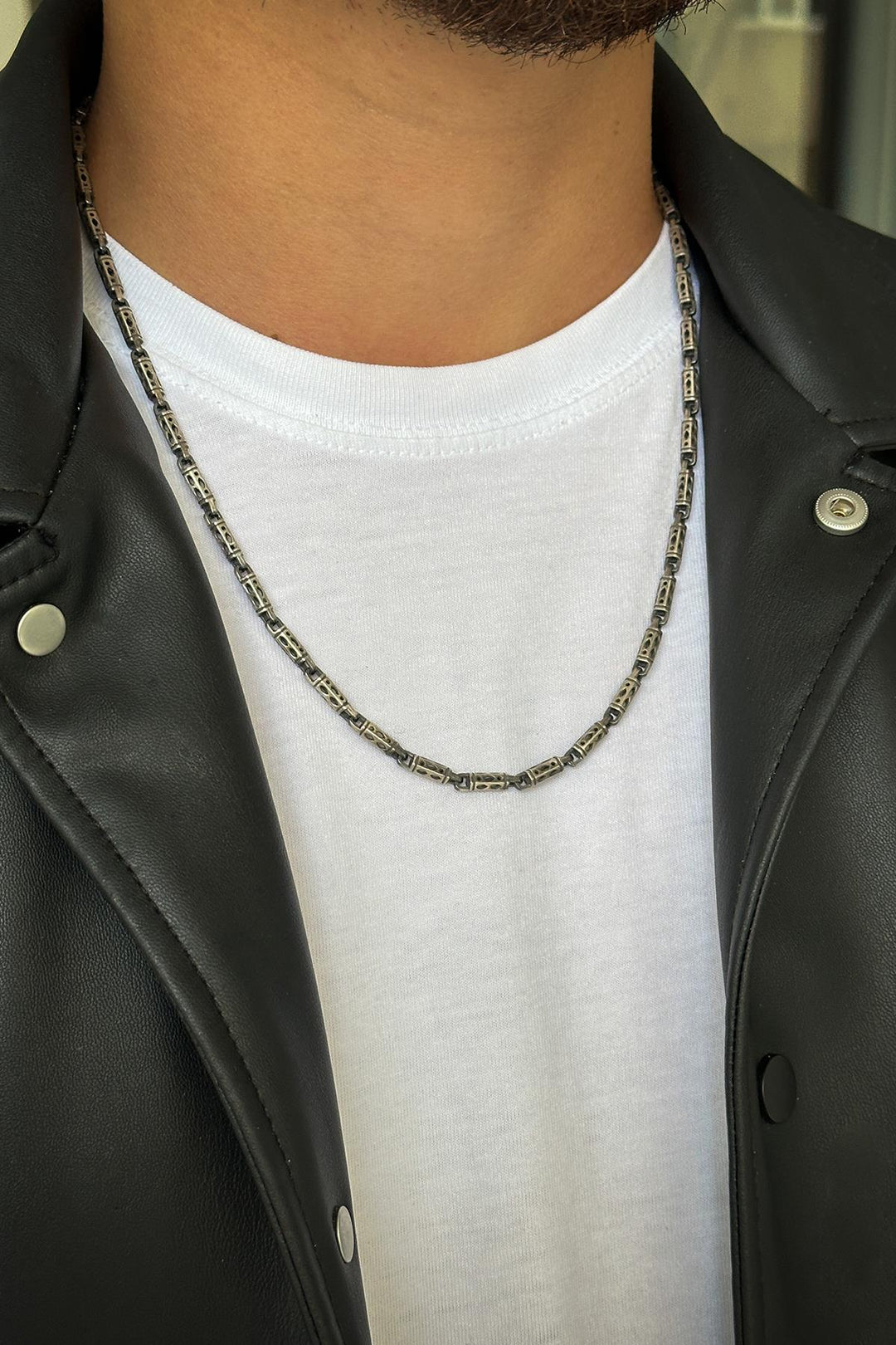 NVM FRNCH 925 Sterling Silver Italian Style Silver Color Men's Necklace FRJ30681-781-A - Middelburg